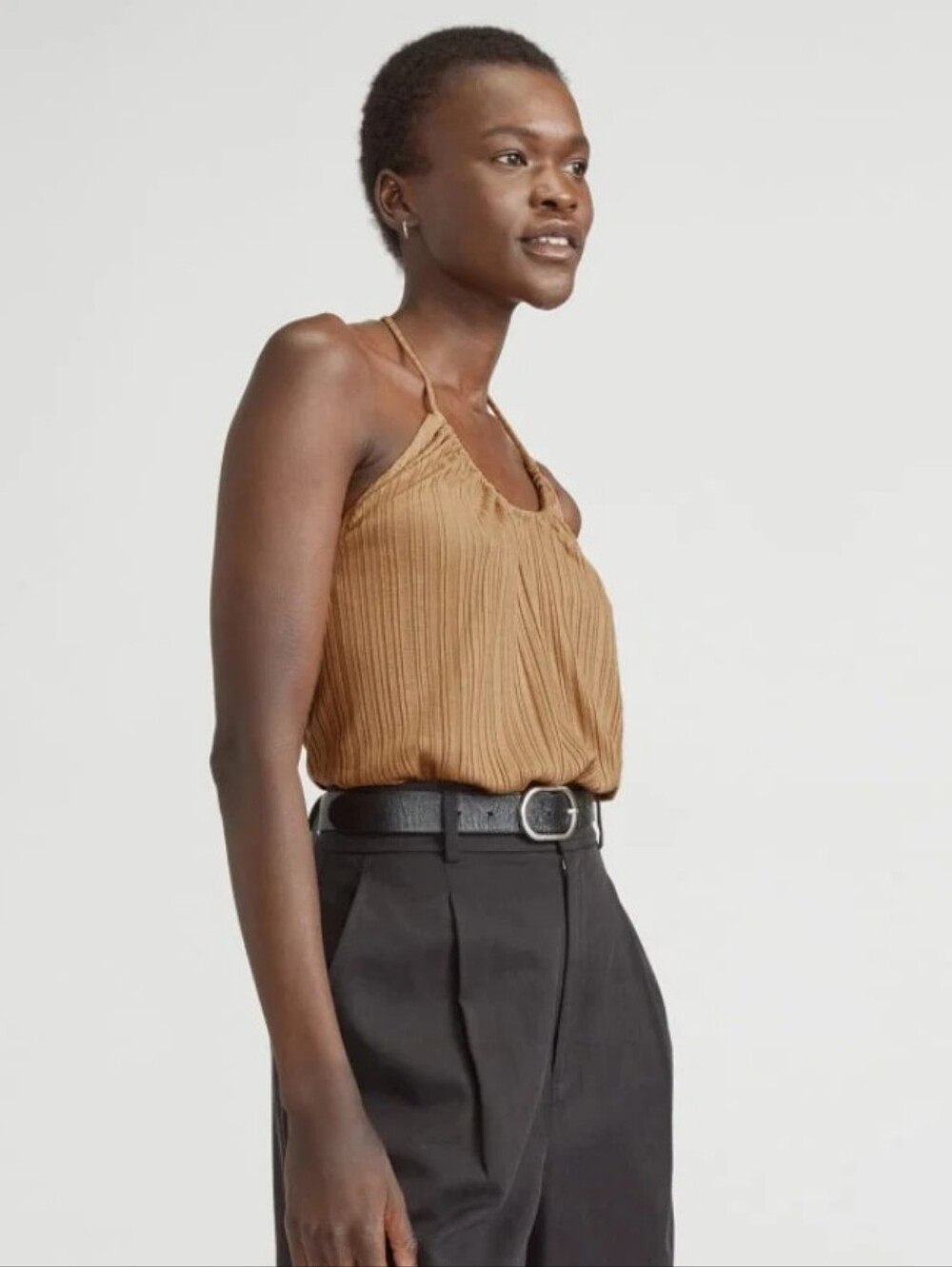 Everlane Women’s Beige Rib Soft Halter Top